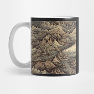 Mountains Painting Dark Mug